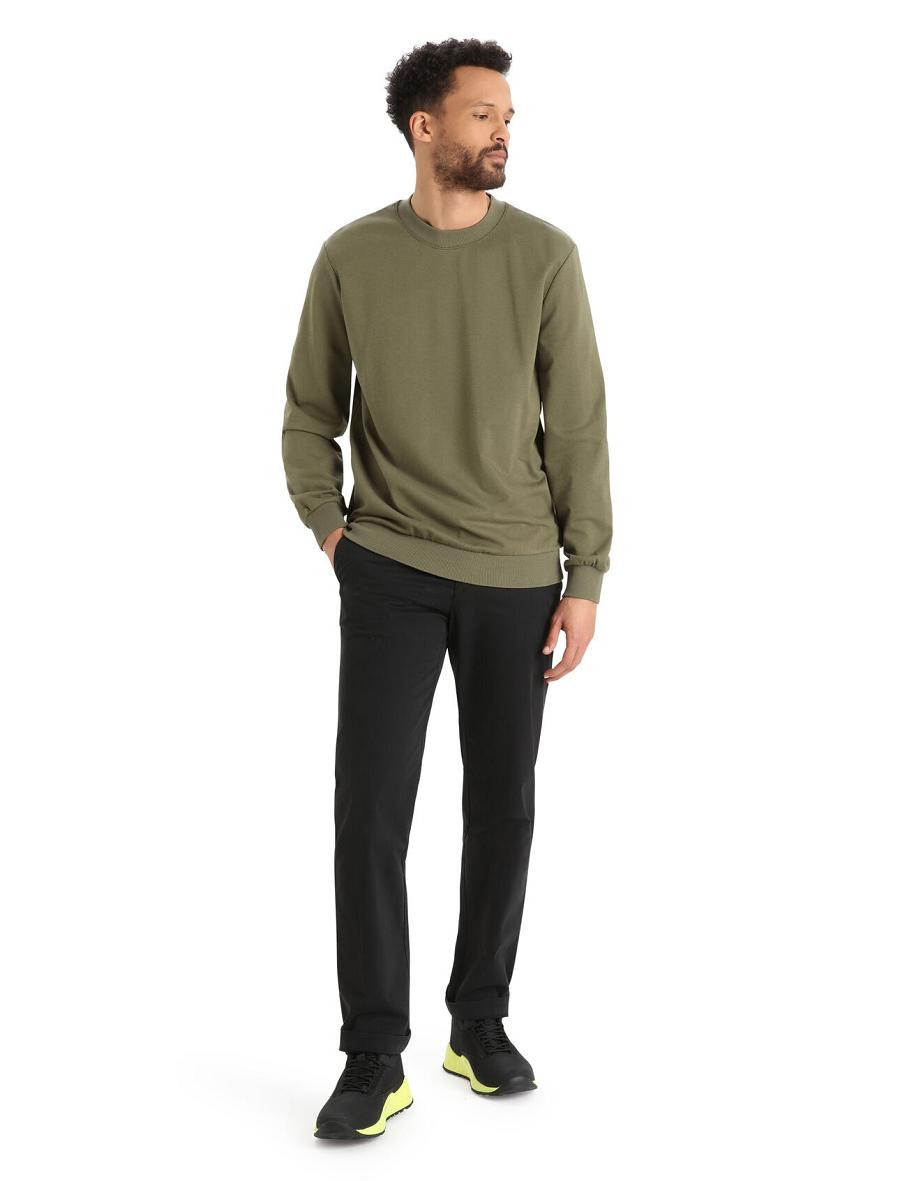 Loden Men's Icebreaker Merino Central II Long Sleeve Sweatshirt Hoodie | USA 1276FDNM